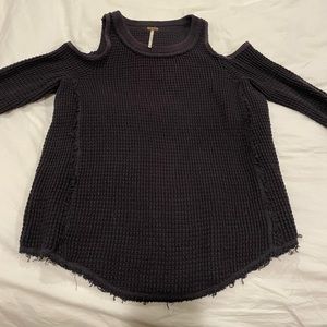 Free People open shoulder waffle knot top